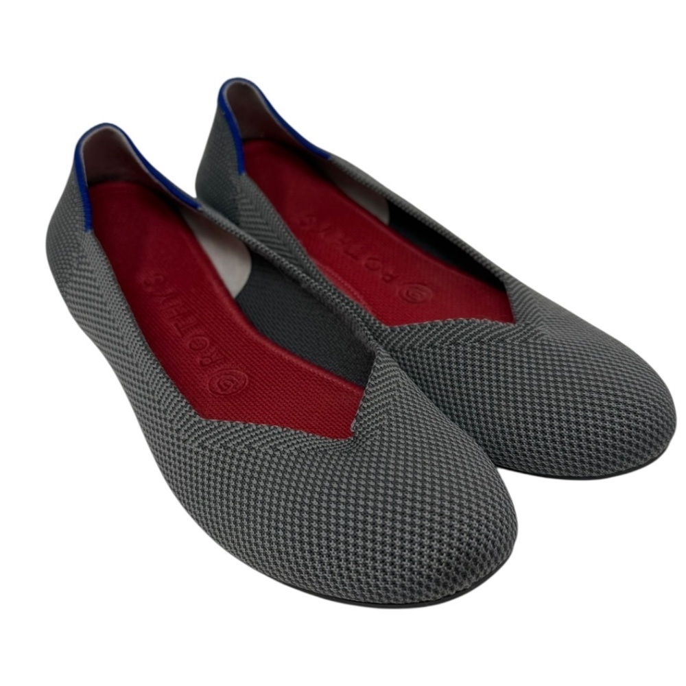 Rothy’s The Flat Birdseye Pebble Grey Knit Ballet Flats Slip On Shoes